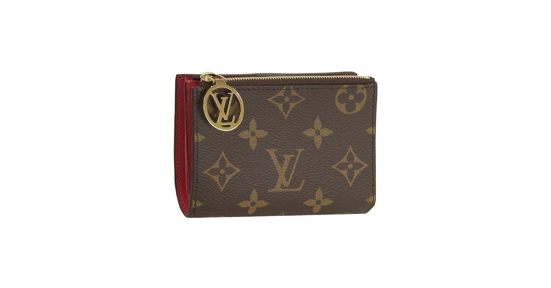 LOUIS VUITTON 二つ折り財布 ブラウン/レッド ルイ ヴィトン Louis Vuitton 二つ折り財布 ポルトフォイユルー