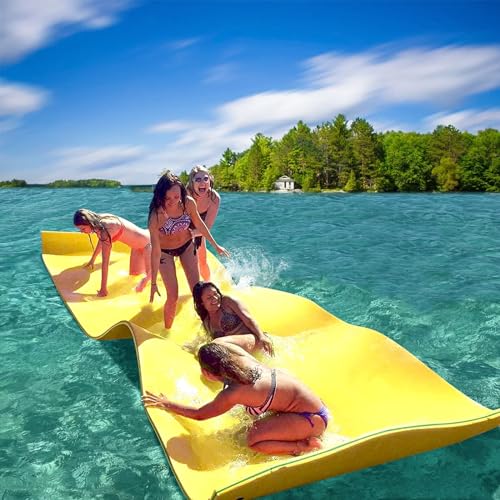 Max4out Water Floating Mat 9/12/18 Foam Lake Floats Floating Foam Pad Lily Pad for Water Recreation and Relaxing Lily Mat for Family Floating Pad for Pets Pool Float for Party (18' Yellow)