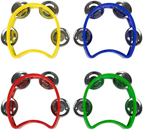 8 pcs Percussion Tambourine Hand Bell Mini Plastic Held Tambourines Half Moon Adults with Metal Jingles Jingle Musical Toys Rhythm Instruments for Boys Girls Kinder Garten Party Family Gatherings 4 51QJ1nr0rtL. AC