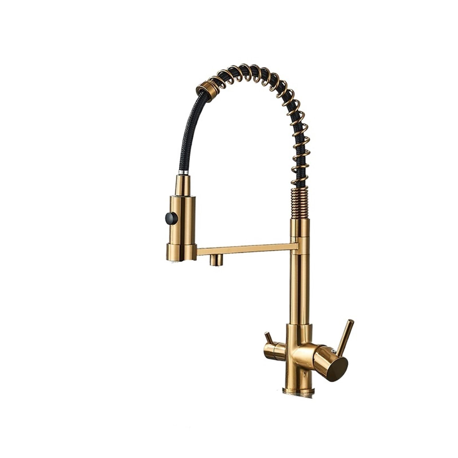 Robinet de cuisine or brossé avec double bec pour eau pure filtrée