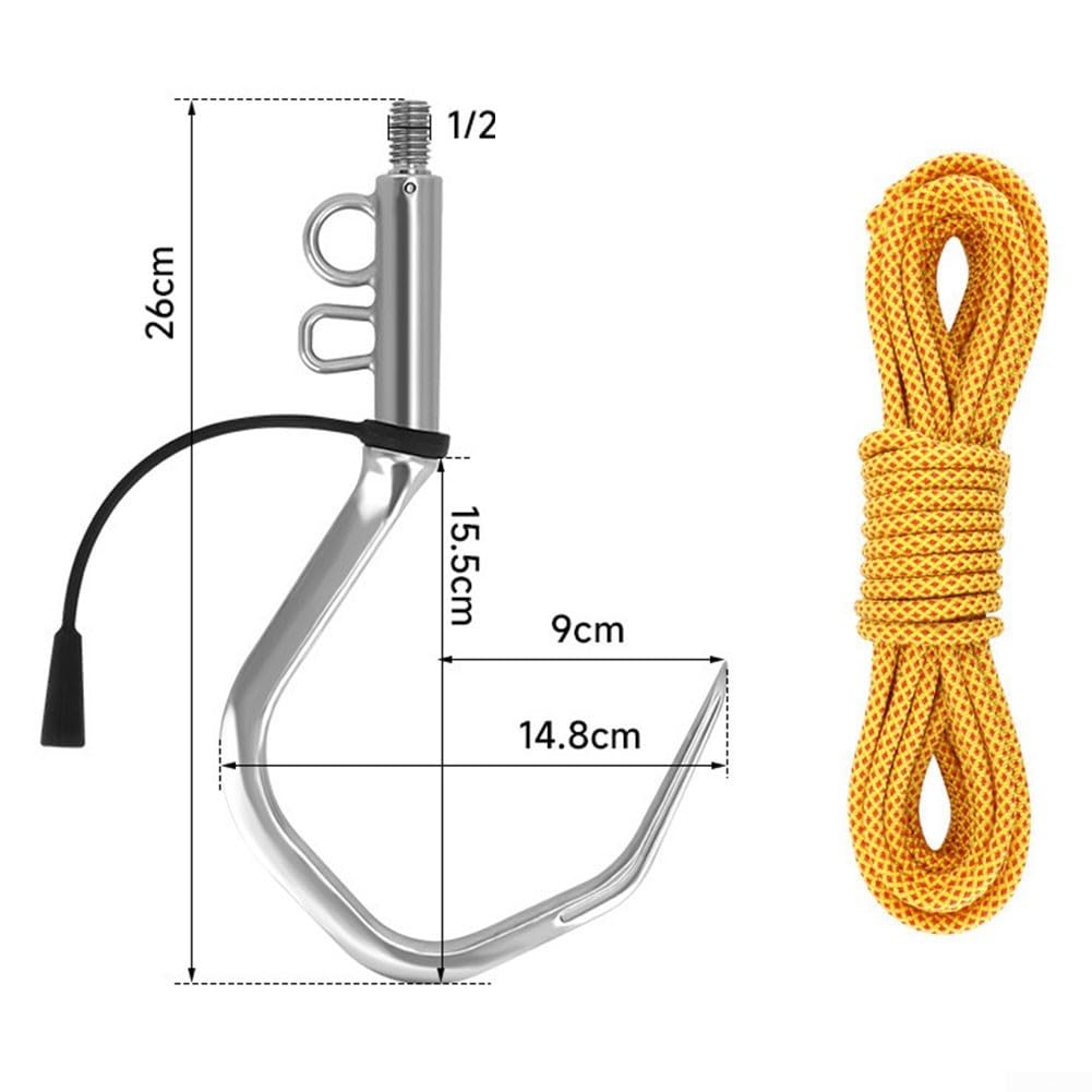 Gancio in acciaio inox 304 per pesca in acqua salata con corda da 6 m per pesca in mare di grandi pesci, 26 cm