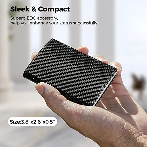 Monocarbon Business Name Card Holder Real Carbon Fiber Business Card Case With Magnetic Flip Fashion Business Card Wallet For Men Lightweight And Portable - Matte #TOP3