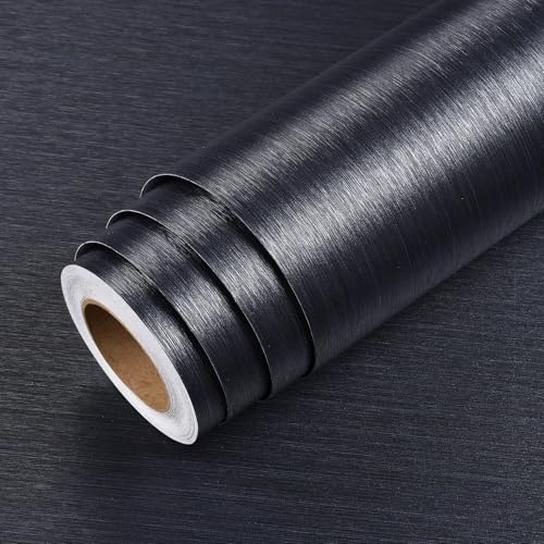 LaCheery Vinilo Adhesivo Muebles Tonos Azules Brillo Metalico 40cm x 700cm Papel Adhesivo para Muebles Cocina Papel Pintado Azul Oscuro Lavable Efecto Acero Inoxidable para Mesas Nevera Armario Baño