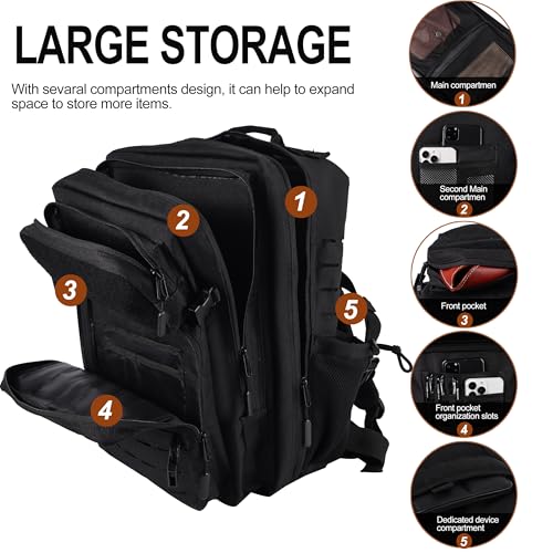 Image of LHI Tactical Military Backpack for Men 25L /45L Large Molle Army Assault Pack 3 Day Hiking Rucksack With Bottle Holder
