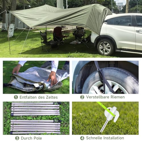 Voile d'ombrage de camping étanche et résistant avec mât stable - 5