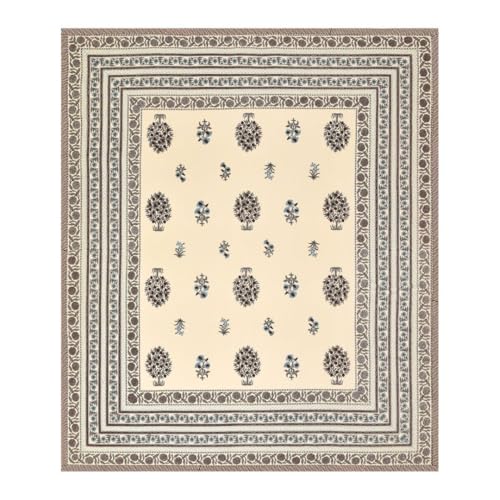 Image of Living Roots Ethnic Jaipur Block Print Double Cotton Bedsheet & 2 Pillow Covers, for Mattress Upto 6 inches Thick, No Colour Bleeding, Blue Colour, King Size 90 * 108 inches, 120TC (614-B)