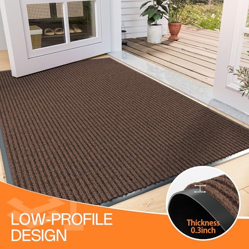 HOMEK Indoor Outdoor Door Mat, 8' x 4' Doormat for Entryway, Rubber Backing Non Slip Front Door Mat Outside Entrance, Super Absorbent Commercial Floor Mat for Home Office, Brown by HOMEK - Image 5