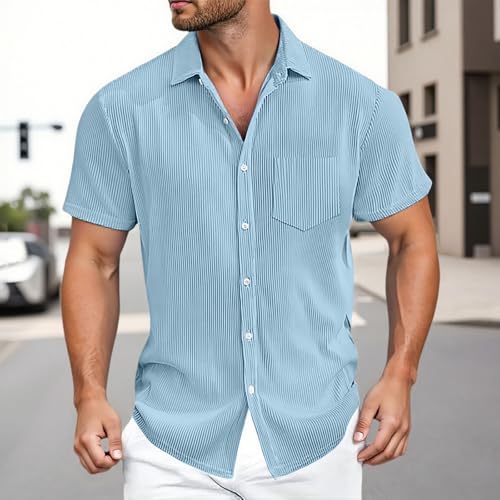 Chemise homme coupe droite rayée à manches courtes légères