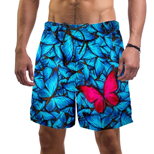 Maillots de bain pour hommes HadHfun : short de plage papillon bleu