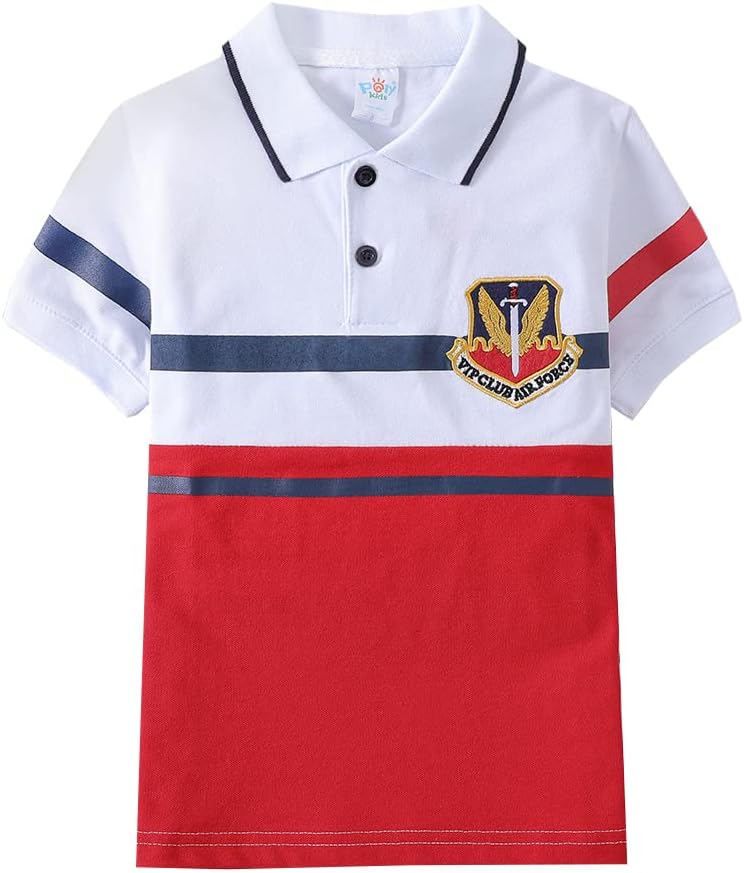 PaIy Boys Cotton Short Sleeve Pique Polo Shirts for Toddlers Kids School Uniform Shirt