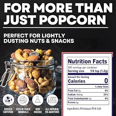 Himalayan Pink Popcorn Salt Seasoning, Single Origin Fine Himalayan Pink Salt Powder, Healthy and Natural Popcorn Seasoning, 16 oz Shaker