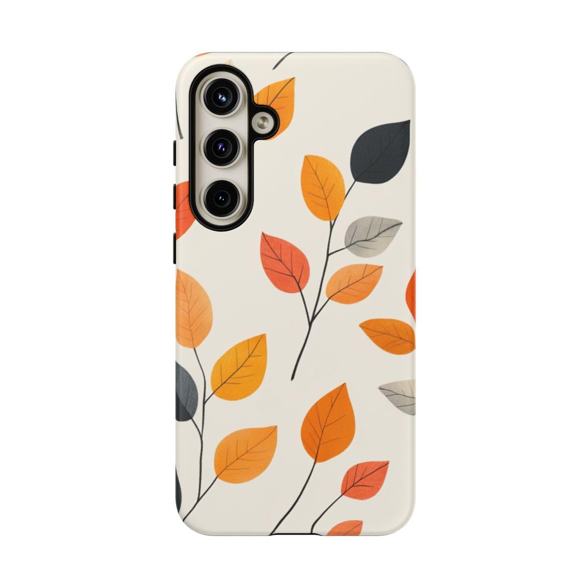 Coque Samsung S24 Plus rigide mate motif feuilles d'automne orange durable - 5