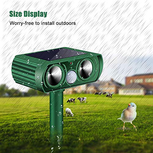 AUDS Ultrasonic Dog Chaser,Animal Deterrent with Motion Sensor and Flashing Lights Outdoor Solar Farm Garden Yard Repellent,Dogs, Cats, Birds