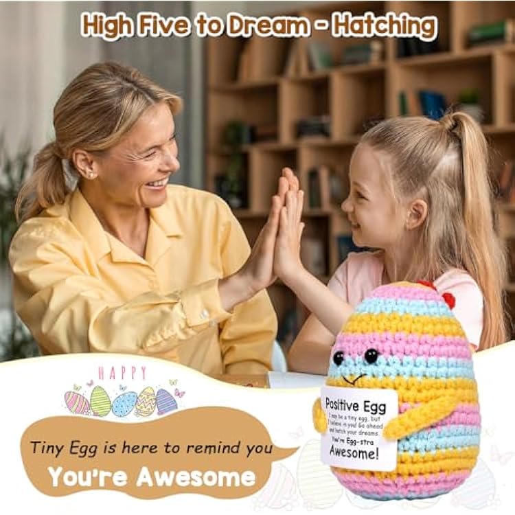 AICase Crochet Positive Egg Easter Gifts Easter Basket Stuffers Essentials Fillers Decorations Home Decor Emotional Support Nuggets Stuff Funny Cute Ideas for Girls Women Friends Birthday Pascua