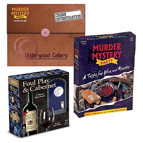 Murder Mystery Game Kit Variety Pack -The Wine Edition! Featuring Unsolved Case Files Murder Mystery Game, Murder Mystery Dinner Party Game & Classic Mystery Jigsaw Puzzle