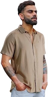 WROGN Men's Cotton Linen Blend Casual Shirt | Solid Minimal Design | Slim Fit Price In India