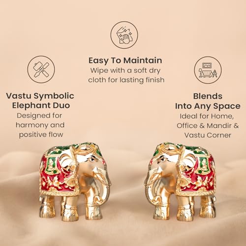 Image of Astrotalk Shri Swarna Gajraj Elephant Combo | Gold-Plated Vastu Elephant Statue for Good Luck, Stability & Prosperity | Home Decor for Living Room & Office | Vastu Items for Housewarming Gift