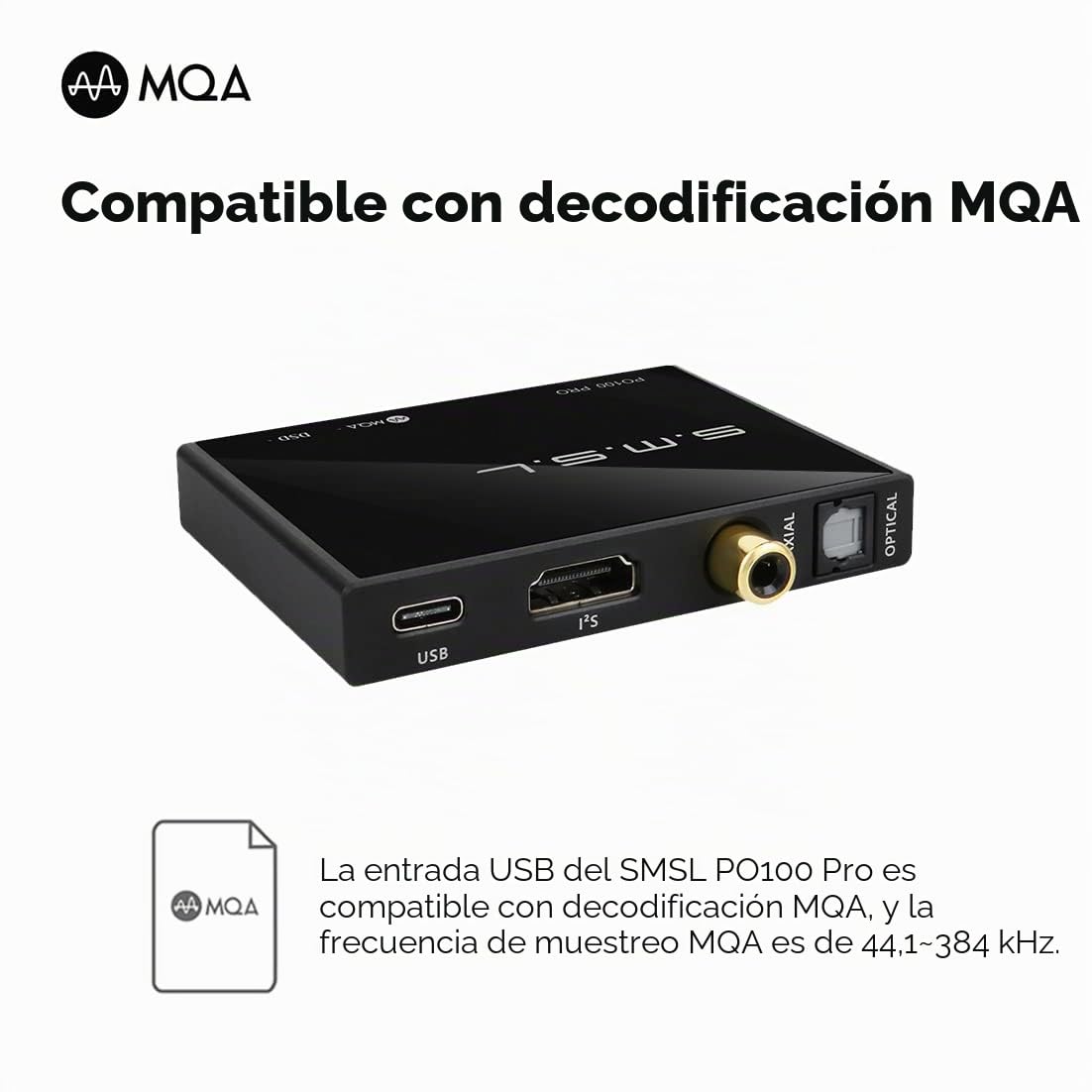 SMSL PO100 PRO MQA DDC, Convertidor de audio digital a analógico XMOS XU316, entrada USB tipo C IIS/Salida óptica/coaxial, mini interfaz USB portátil para teléfono/TV/PS3/PS4/PS5