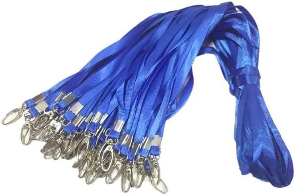 Toolzia 50Pcs Blue Lanyard,for ID Name Badge Holder Neck ,with Swivel Clasp Bulk Flat Lanyard , for Badges, Employees, Students, Visitors