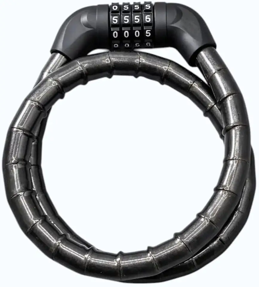 Cadeado para Bicicletas e Motos com Senha Segredo de 4 dígitos - Cabo de Aço Reforçado 1,8cm x 100cm