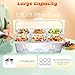 TITIDU Ice Food Serving Display Tray with Clear Roll Top Cover 6 Pans Stainless Steel Buffet Cold Serving Seafood Fruit Party Buffet Cooling Food Dish Display Plate Holder Case with Lid