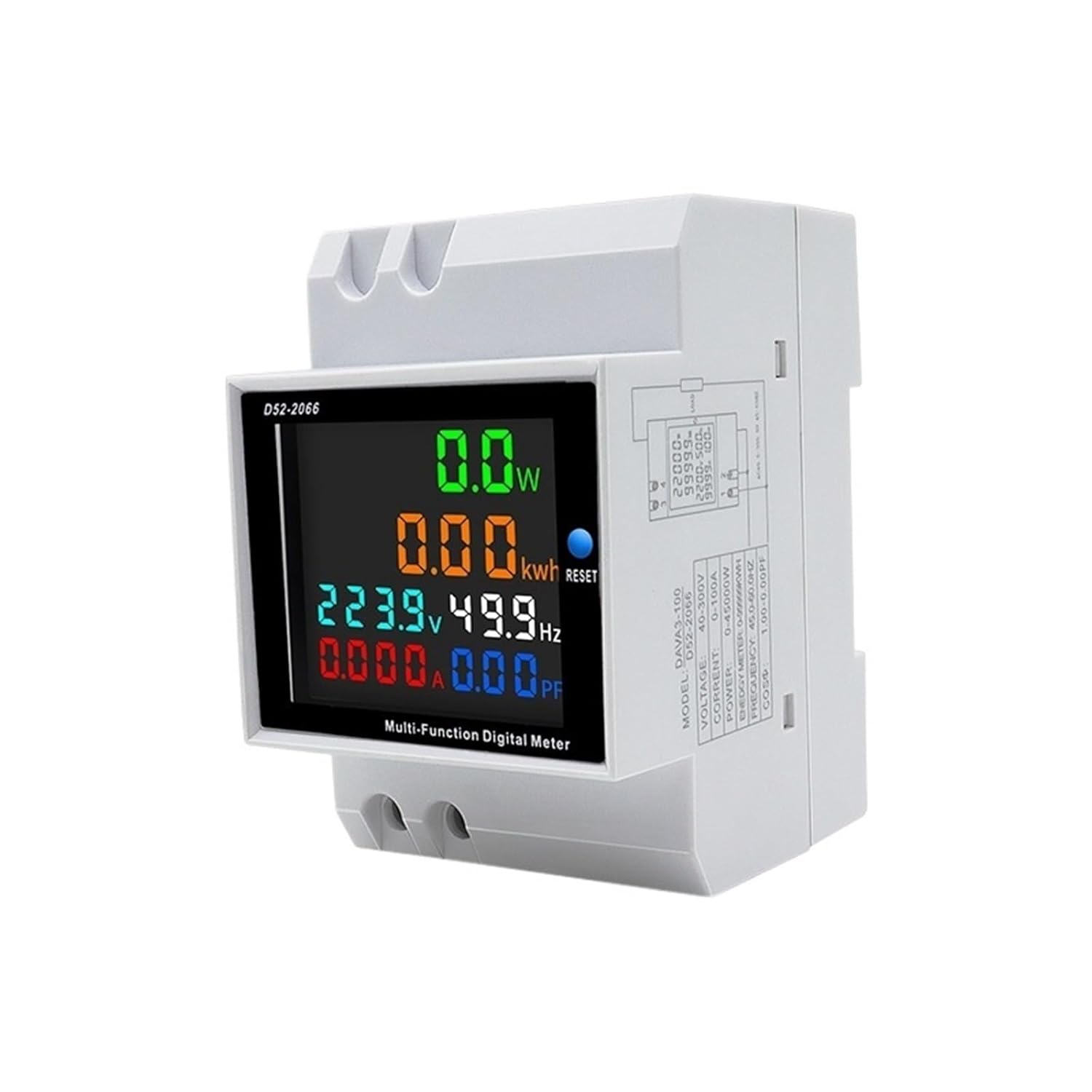 110V 220V 100A 6IN1 Din Rail AC Monitor Voltage Current Power Factor Active KWH Electric Energy Frequency Meter