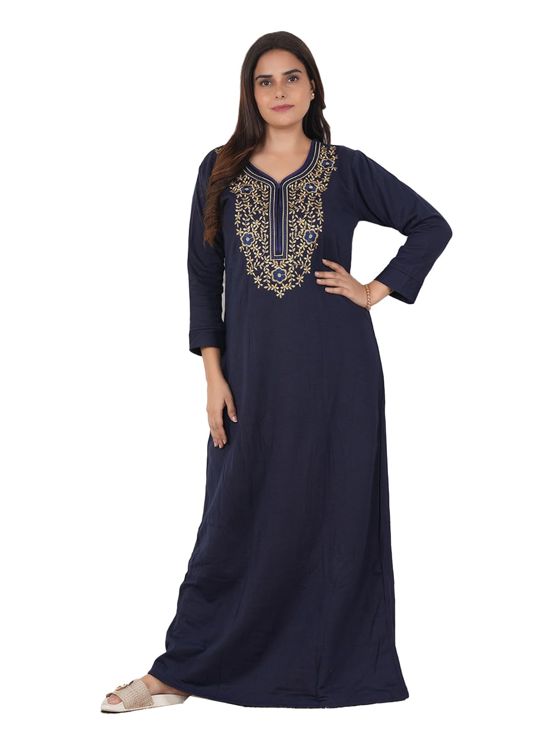 anglina Women's Woolen Winter Wear Full Sleeve Woolen Solid Fleece Nighty, Maxi, Nightwear, Nightgown WSR-171-picture-20
