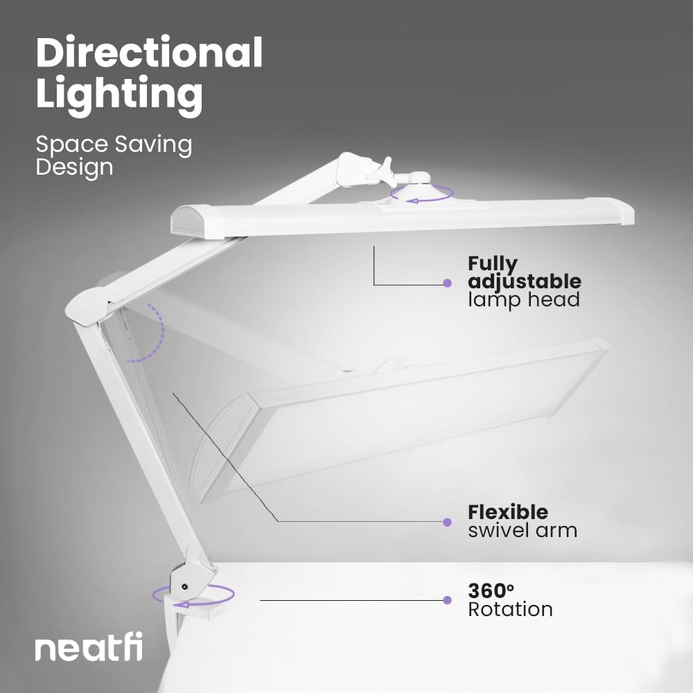 White Adjustable Metal LED Desk Lamp with Touch Control