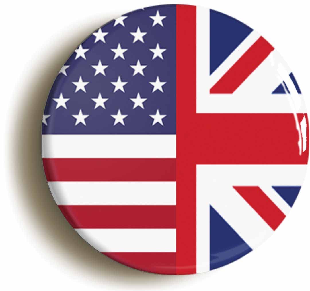 United Kingdom United States Of America Split Flag Fridge Magnet (Circular 2inch / 50mm Diameter)