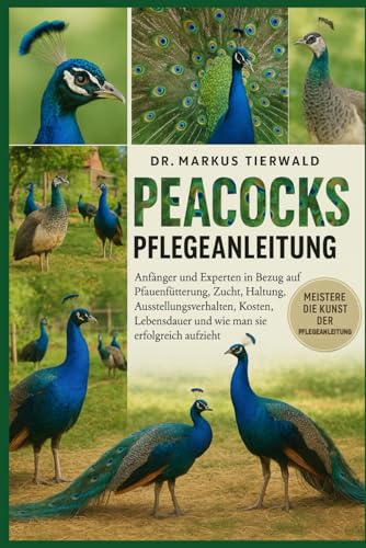 PEACOCKS PFLEGEANLEITUNG: Anfaenger und Experten in Bezug auf Pfauenfuetterung, Zucht, Haltung, Ausstellungsverhalten, Kosten, L