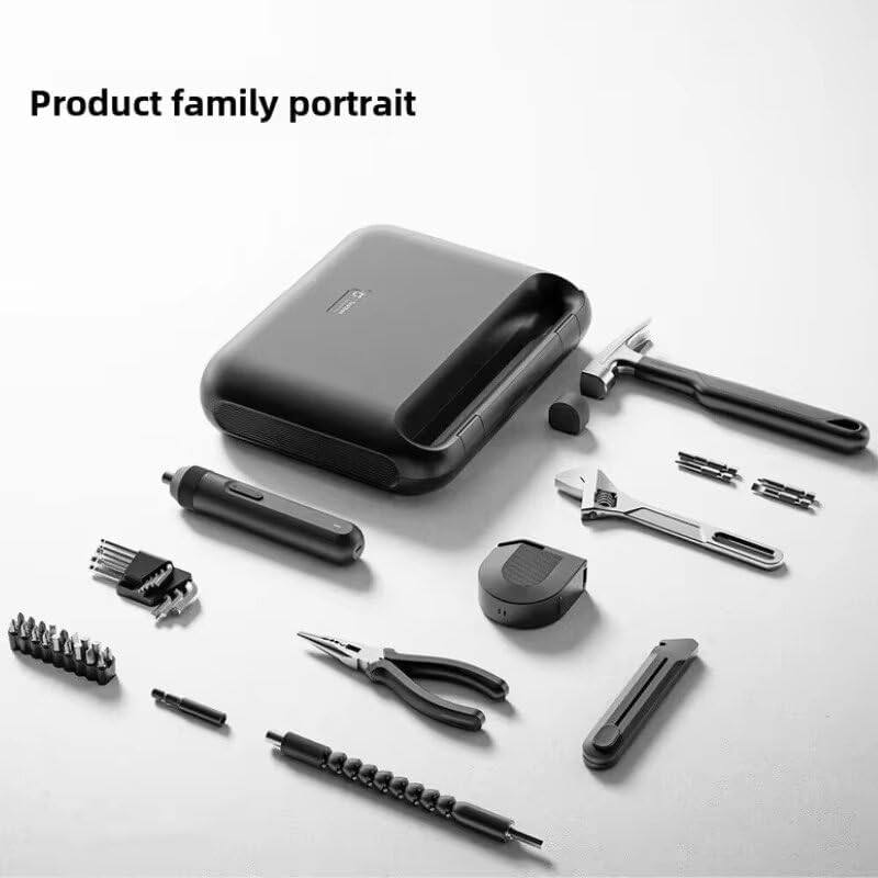 Electric Screwdriver For Electric Screwdriver Tool Set 4Nm Type-C Charging Compact Toolbox Household Repair Kit Multitool（Color.:Black)