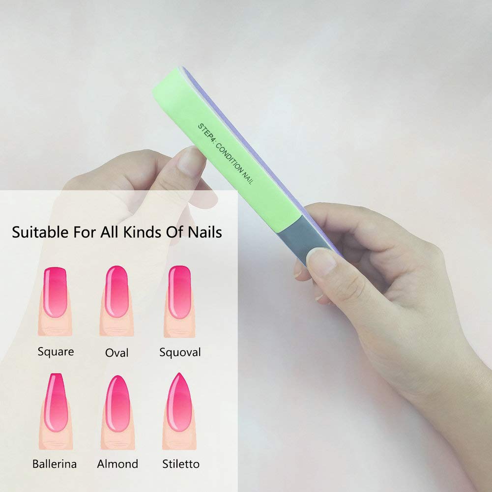 12pcs Nail Buffing Block, Professional Nail Buffer Sanding Block, Polish Buffer File 80/100 Grit Pedicure Manicure Tools, 7 Sided Nail Files for Salon and Home Use