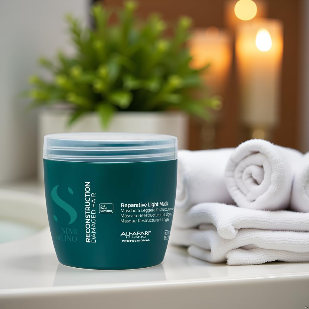 ALFAPARF MILANO Semi di Lino Reconstruction Light Bond Repair Hair Mask for Damaged Hair - Fine Hair - Hair Repair – Restructures, Strengthens - Color Safe - Deep Conditioner - Vegan