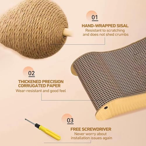 Planche à griffes pour chat avec boule de sisal rotative pour sol et maison - 5