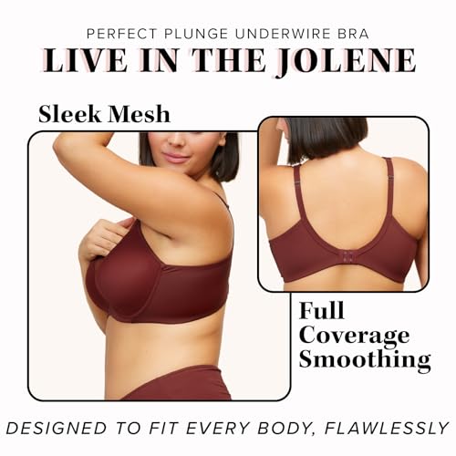 LEADING LADY, The Jolene, Underwire Plunge Bra, Mesh Overlay, Full Coverage, Contoured Foam Cups, Light Padding, T-Shirt Bra4