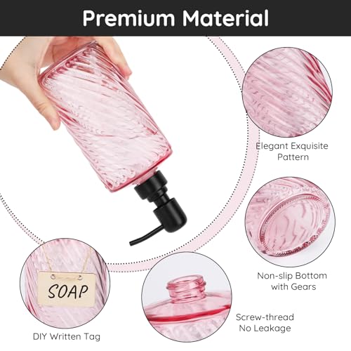 Image of Segbeauty Soap Dispenser Set, 2 Pack Refillable Glass Soap Dispenser with Stainless Steel Pump, 500ml Empty Shampoo and Conditioner Bottles for Bathroom and Kitchen Farmhouse Decor