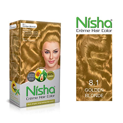 Image of Nisha Golden Blonde Creme Hair Colour For Women and Men Long Lasting Hair Colour 100% Grey Coverage With Henna Extracts Pack of 2 
