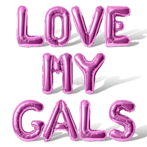 Letter Balloons - LOVE MY GALS 16' Inch Alphabet Letters Foil Mylar Balloon Valentines Day Banner (Pink)