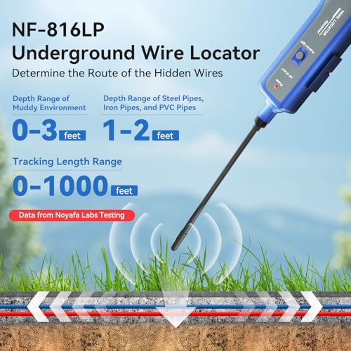 NOYAFA NF-816LP Localisateur de Câbles Souterrains, DéTecteur De Coupures de Fils EnterréS, Traceur pour ClôTure Anti-Fugue, CâBles éLectriques, RéSeau et Irrigation, Rechargeable, Lampe Led – vue 2