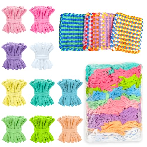 LINAYE 1000 PCS Loom Refill Loops, 10 Color Weaving Loom Refill Loops Kit for Potholder 6” 7” Size Pot Holder Loom Art and Crafts DIY Supplies for Kids Adults Pastel Color