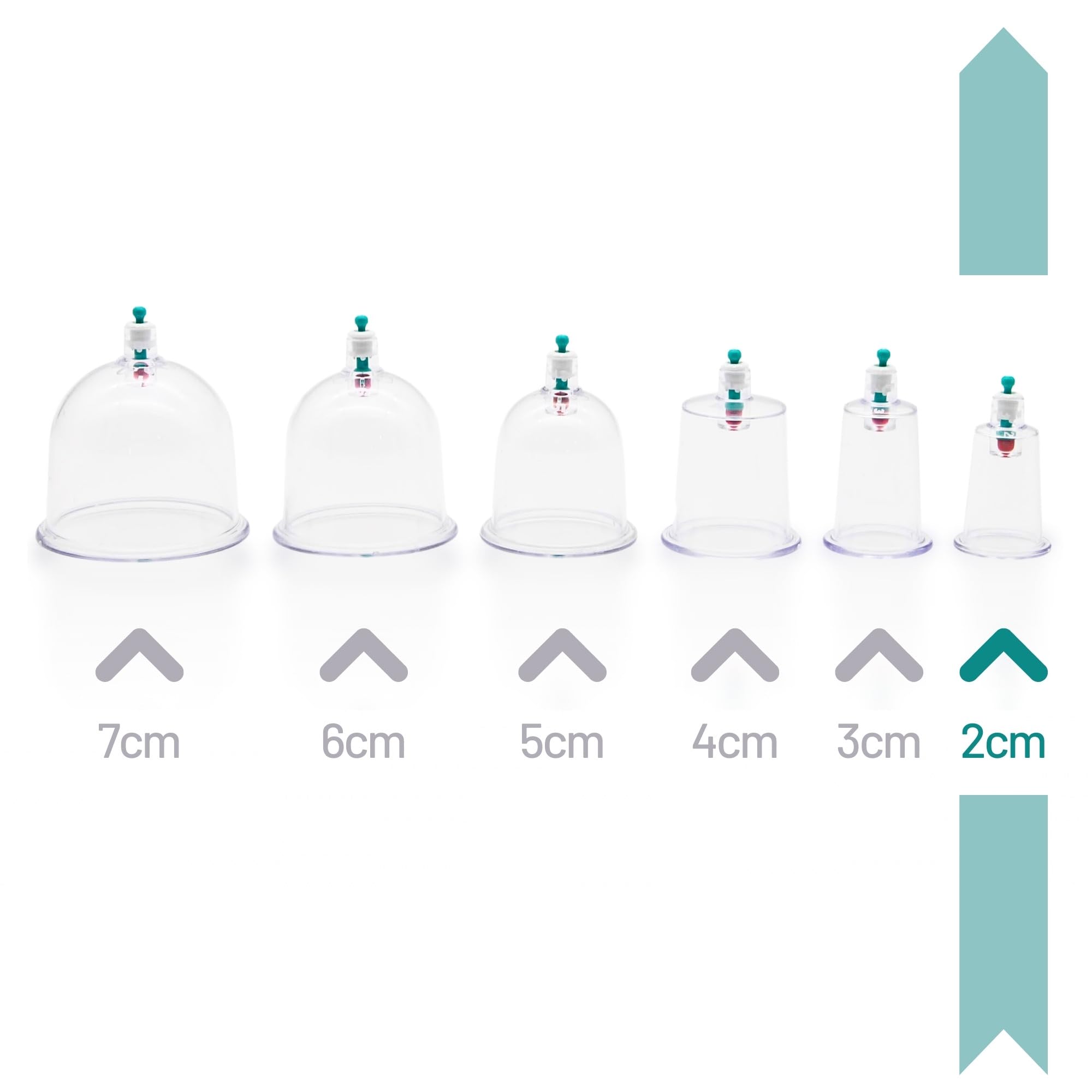 100 vasos de ventosa: tazas de hijama para masajes al vacío, ventosas y terapia, de plástico, fuertes y duraderas (2 cm)