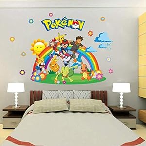 Muursticker, Pokemon Go for Kids Rooms Home Decoraties Pikachu Muursticker Amination Poster Wall Art Wallpaper Kids…
