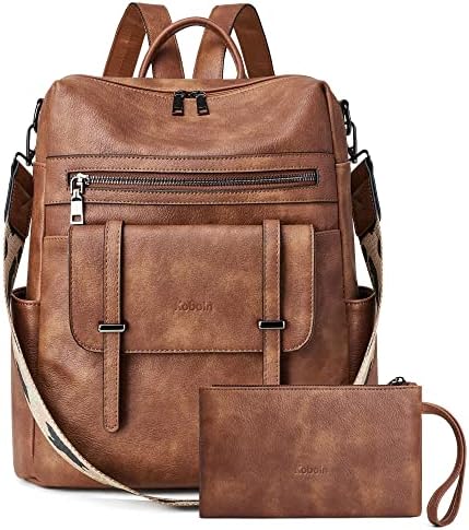 KoboIn Backpack Purse for Women Fashion Designer Travel Backpack Convertible Casual Daypack with Wristlet (Two-toned Brown)
