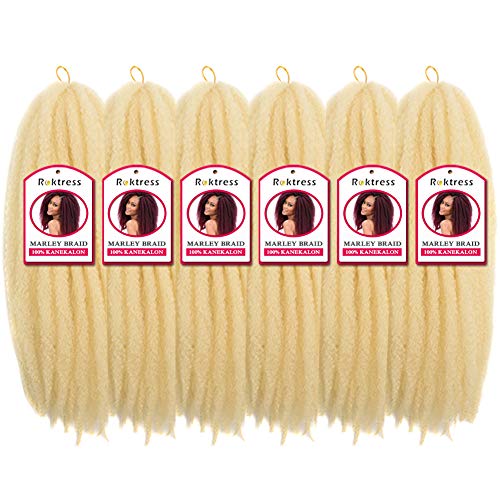 ROKTRESS Marley Braiding Crochet Hair - 20 inch 6packs Twist Marley Braiding Crochet Hair Long Afro Kinky Twist Crochet Braid Synthetic Hair Extensions (20"6pcs, 613#）