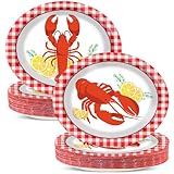 50 PCS Crawfish boil Oval Paper Plates Large 11” Disposable Crawfish Tray Party Decorations Barbecue Supplies Favor for Crawfish Platter BBQ Gathering Picnic Cookout Carnival Party Tableware Set