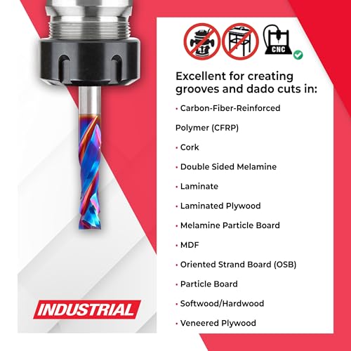 Image of Amana Tool Spektra Extreme Tool Life Solid Carbide CNC Compression Spiral Router Bit, 46170-K-2 2 Pack, 1 /4 D x 7 /8 CH x 1 /4 Shk x 2-1 /2 Inch L 2 Fl