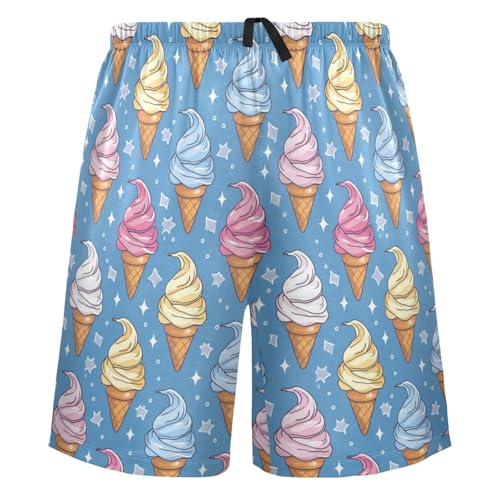 Men's Pajama Shorts Kawaii Ice Cream Star Sleep Shorts for Men Pj Bottom Lounge Pants with Pockets2