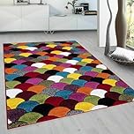 renoazul® Multi Colour Area Rugs for Living Room, Hallway, Bedroom and Office, 120 x 170 cm, Scales, Soft Thick Pile Fluffy Thick Plush Modern Luxury Rug