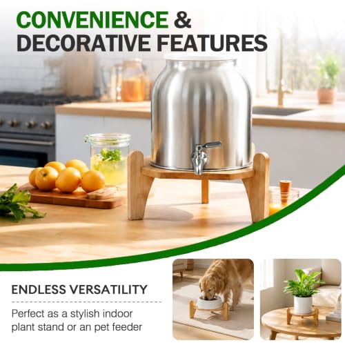 Image of Drink Dispenser Stand, 11-inch Inner Diameter Bamboo Wood Water Dispenser Stand, 3-5 Gallon Beverage Dispenser Holder Water Crock and Other Water Jar