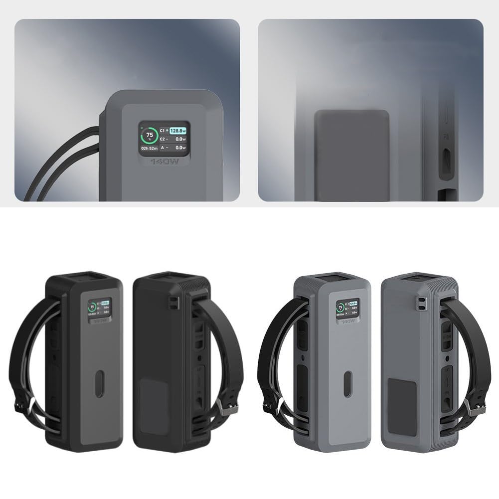 Silikon-Schutzhülle für Anker 737 Power Bank, für weiche Haut mit tragbarem Griff, 161 x 55 x 63 mm, kompatibel mit Stativhalterung (14-Zoll-Mutter), Schwarz